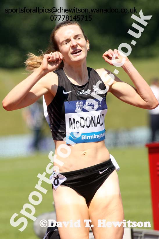 Sarah McDonald (GB) wins the womens 1500 metres, IAAF Diamond League, Birmingham. Photo: David T. Hewitson/Sports for All Pics